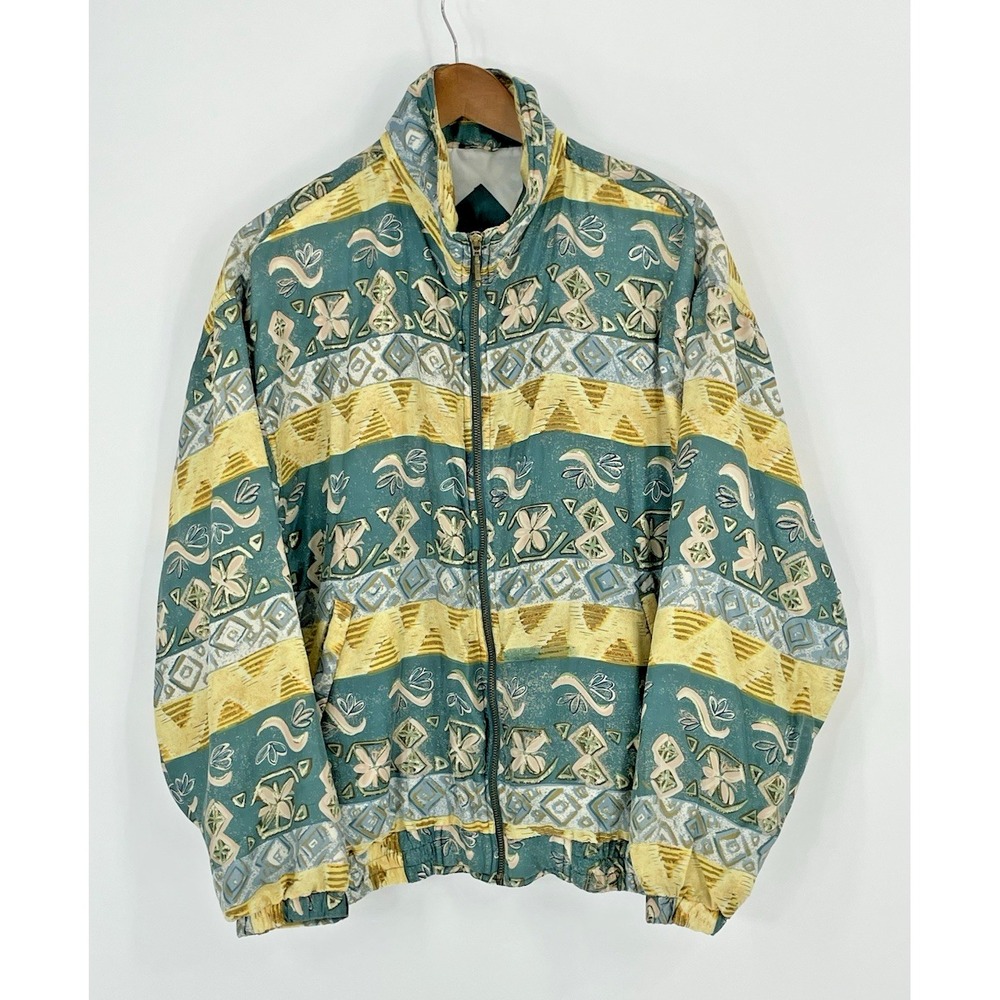 VTG East West Silks Womens Med 100% Silk Bomber Jacket‎ Lined Full Zip Retro